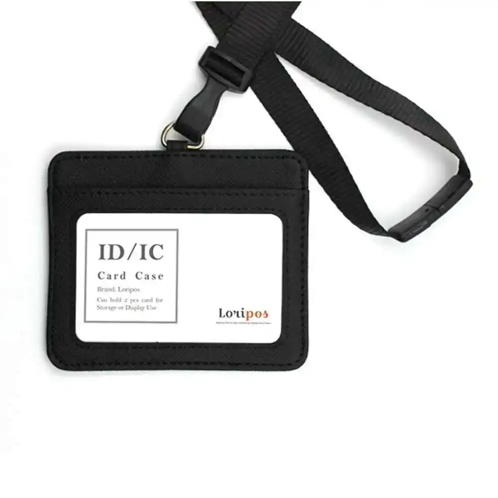 Id 가죽 홀더 케이스 Pu 비즈니스 배지 카드 홀더 목걸이 매는 밧줄 로고 사용자 정의 인쇄 학교 사무용품