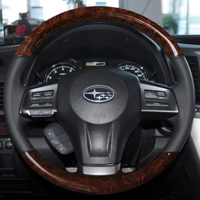 

DIY Hand Stitched Peach wood grain Genuine leather Steering Wheel Cover For Subaru Forester Legacy Outback 2013-2014 XV 2013