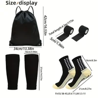 Ensemble d'équipement de football 4 pièces, chaussettes antidérapantes, couvre-chaussettes, sac, bandage 4