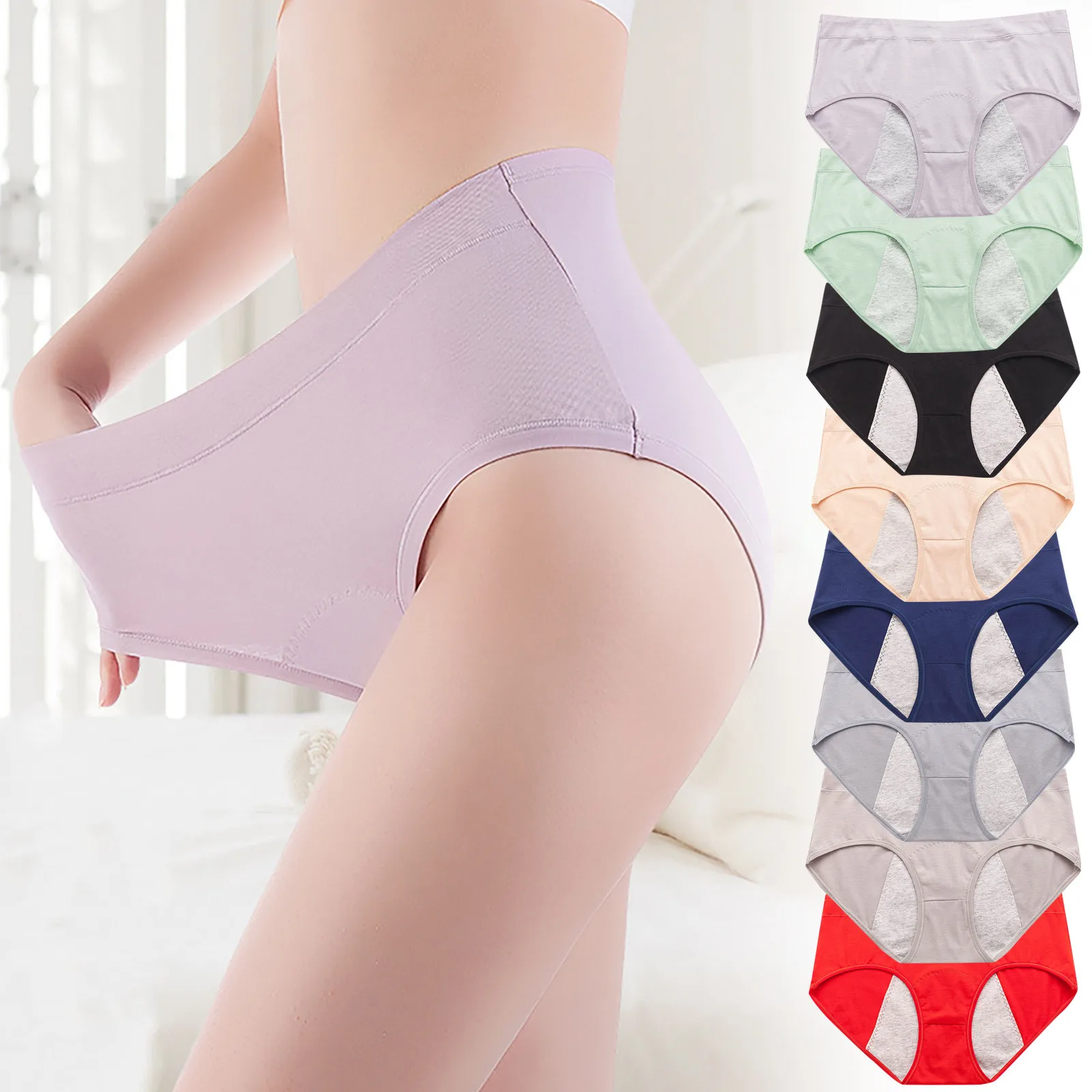 

Women'S Menstrual Panties Mid-Waist Cotton Solid Postpartum Women'S Underwear Fully Covered Panties For Ladies Ease Lenceria
