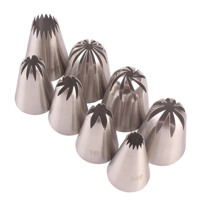 Set 3 Punte Per Glassa Grandi 1M, 2D, 2F - Bocchette In Acciaio Inox Per Decorare Torte E Cupcake, A Stella E Petalo - 2