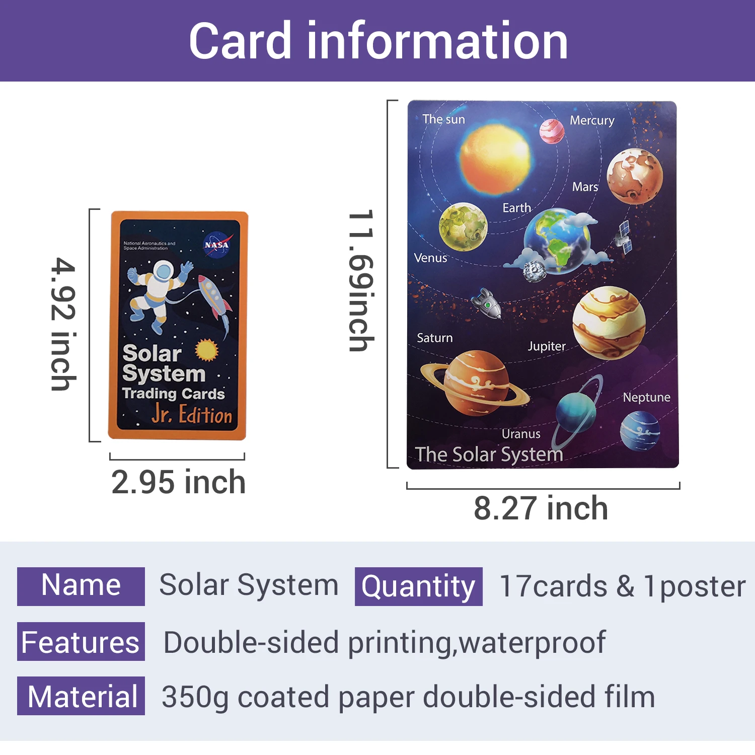 17 Cards Space Solar System Star Educational Flash Card for Toddlers English card for 2-4 years kids children learning toys 3