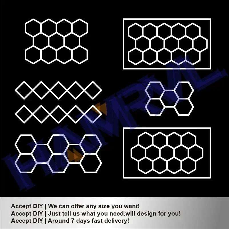 DlY 허용 육각형 LED 벌집 조명 차고 램프, 자동차 차체 수리 LED 작업장용 LED 튜브 천장 조명, 110V-240V