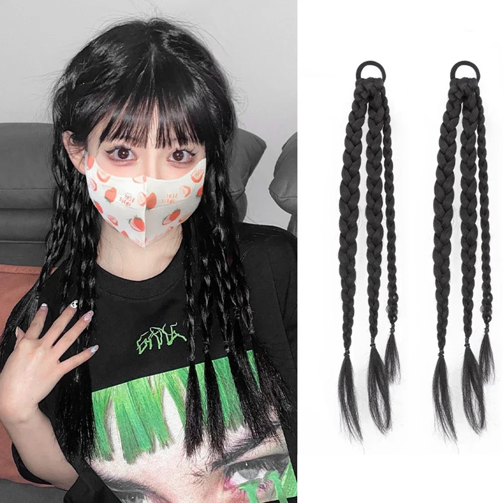 Natural-braid-ponytail-wig-fishbone-Fried-Dough-Twists-braid-rope-wig ...