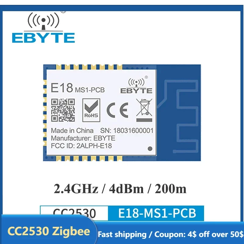 Cc2530 Zigbee 2.4Ghz Trasmettitore Wireless Ricevitore Modulo Zigbee 4 Dbm Ebyte E18-Ms1-Pcb Per Smart Home Pcb Antenna A Lungo Raggio
