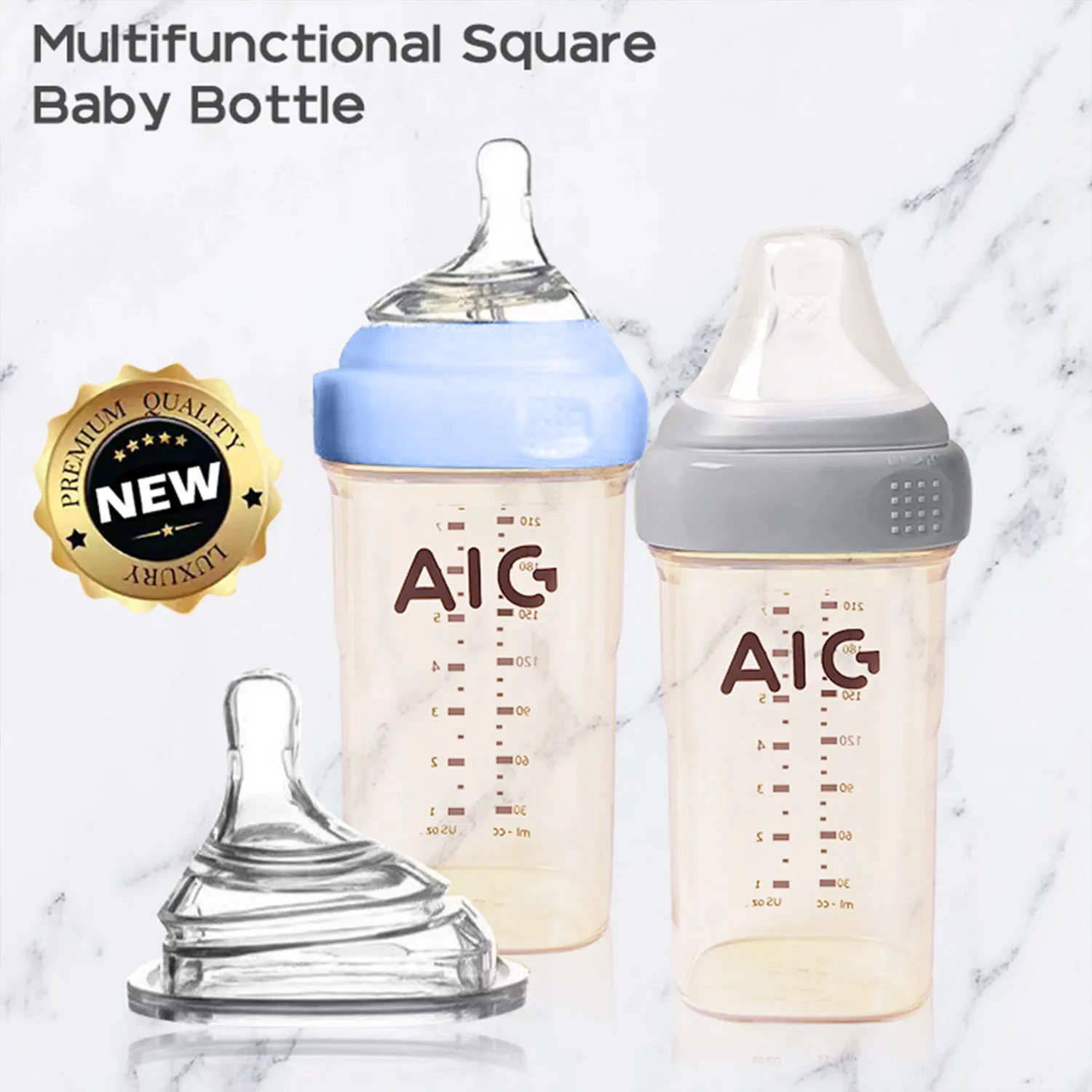 Feeding Bottle 1PCS baby feeding bottle 150/240ml square bottle soft silicone pacifier leak-proof suitable for 0-3 years old baby