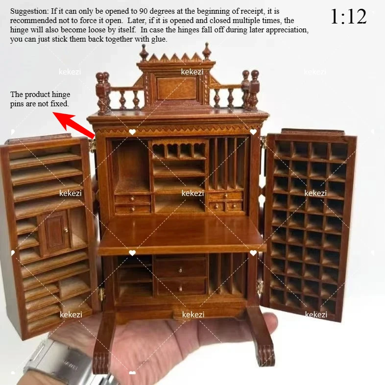 1:12 Mobili europei per casa delle bambole Miniature decorative Scena Mini sedia da tavolo intagliata Mobili per sedia da scrivania per computer - immagine 4