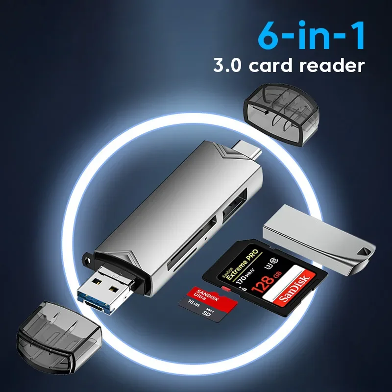 Lecteur De Carte SD/TF 4 En 1 - Ports USB C, Lightning, Micro USB, USB 2.0, Compatible IPhone/Android/PC