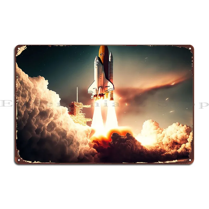 Poster Con Targa In Metallo Space Shuttle Crea Decorazioni Da Parete Che Progettano La Stampa Crea Poster Con Segno Di Latta