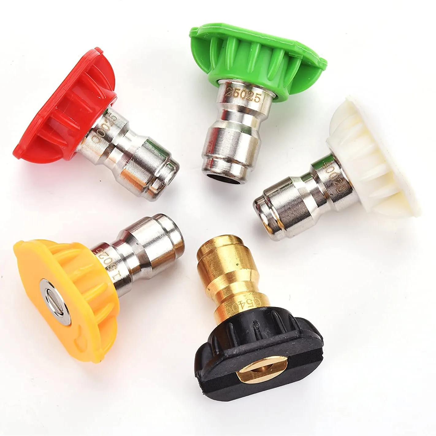 

Pressure Washer Spray Nozzle Tips Multiple Degrees 1/4 Inch 5-Pack High Pressure Sprinkler Nozzle Water Gun & Snow Foam Lance