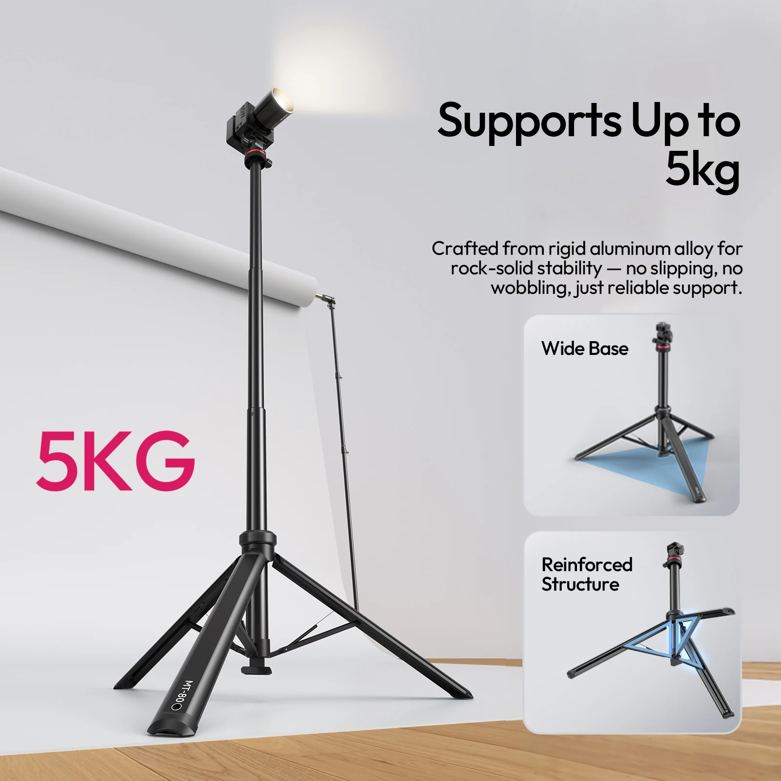 Ulanzi MT-80 Auto-Open Tripod 2M for Travel Cameras Video Lights Photography Light Stand Studio Shots Camping Livestreaming Vlog