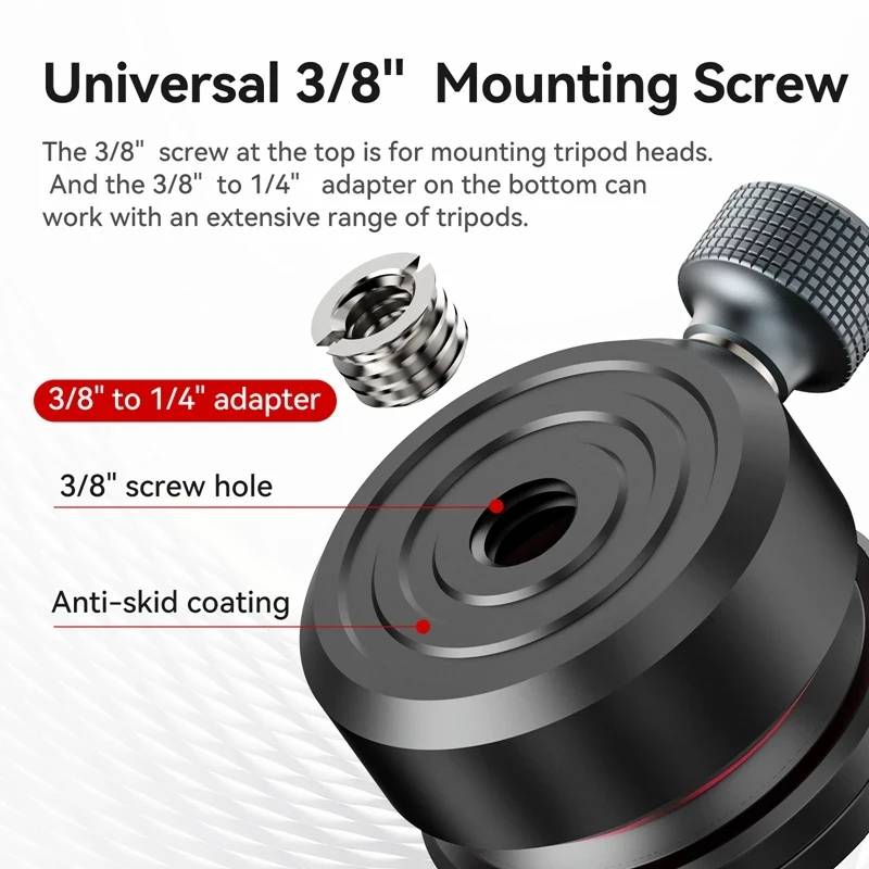Leveling Base Mount Ulanzi TT37 Mini Leveling Base Tripod 3/8'' 1/4'' Screw Head Universal Horizontal Adjustment Mount Panoramic Head for DSLR Shot