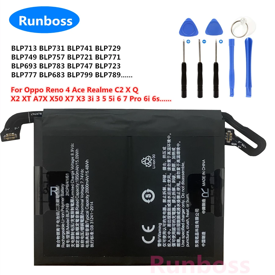 

Runboss BLP731 BLP749 BLP741 Battery For OPPO Realme XT X2 3 5 Pro Q C2 C2s X A7X A7s A1K K3 Reno 3 Z 2 2Z A5 A9 2020 A11 A11X