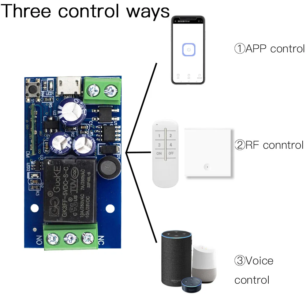 Smart Switch Smart Light Switch Wireless Remote Control Switch WenQia Ewelink WiFi Smart Home Switch 2.4GHz DC 12V 24V Dry Contact Relay Remote Control Timing Module,Alexa Google Home Support