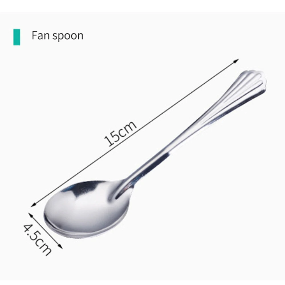 1~10PCS Stainless Steel Spoon Tableware Soup Rice Tableware Flat SpoonFlat Spoon Chinese Deepened Large Capacity Mirror