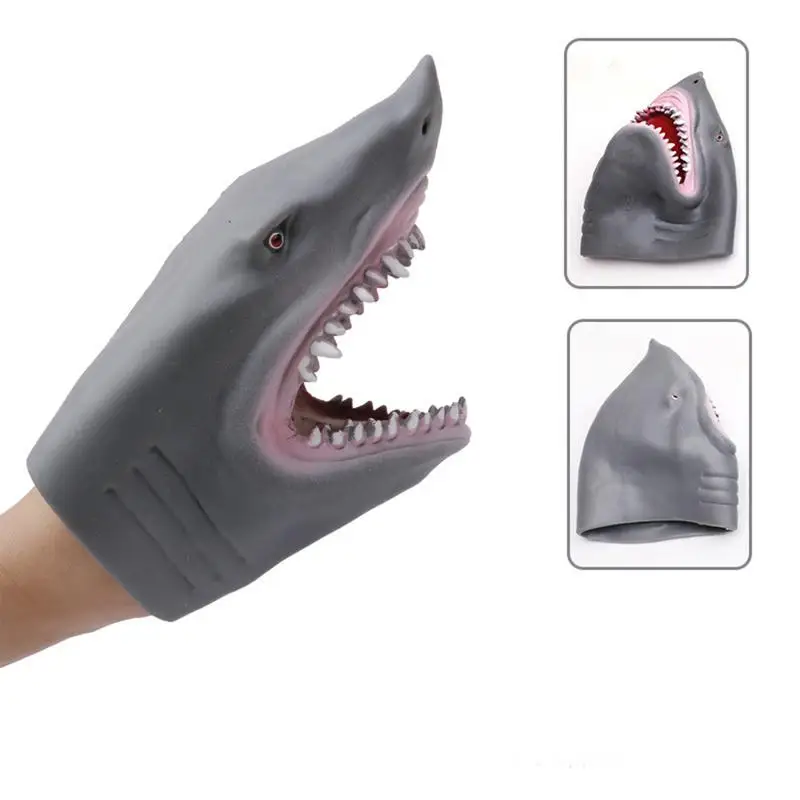 Hand Puppet Toys Realistic Latex Simulation Animal Dinosaur Shark Children Halloween Cosplay Toys Props Story Telling