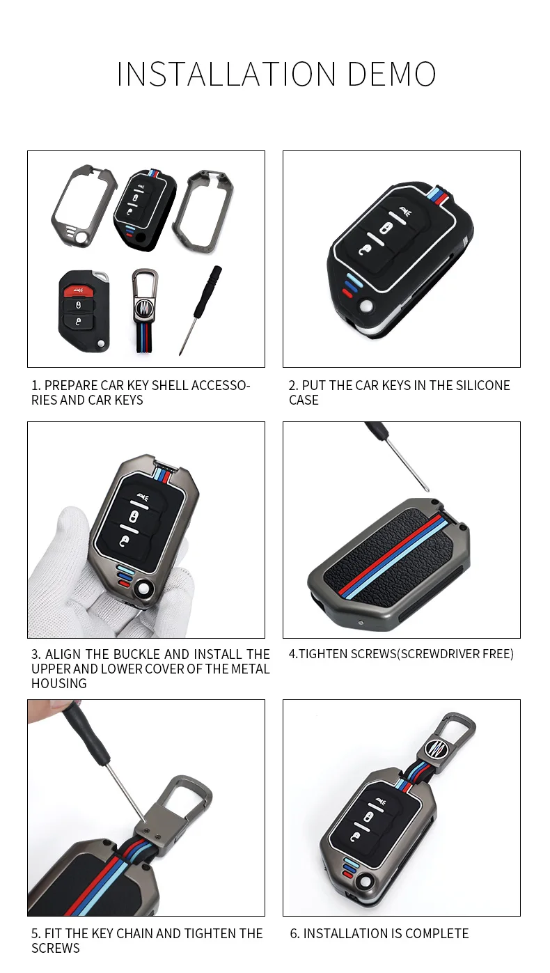 2 3 4 pulsanti copertura della cassa chiave dell'automobile per Jeep Wrangler JL TJ Gladiator JT 2019 2020 telecomando senza chiave accessori Auto portachiavi - S8076da574190434c9f9d6bea7b14a5d9M