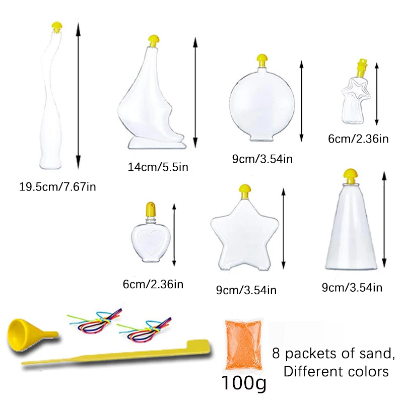 7 Designs Gift Box Colored Sand Art Kit DIY Layered Sand Bottle Craft Glow in The Dark Sand Home Decor Gift for Kids Girls