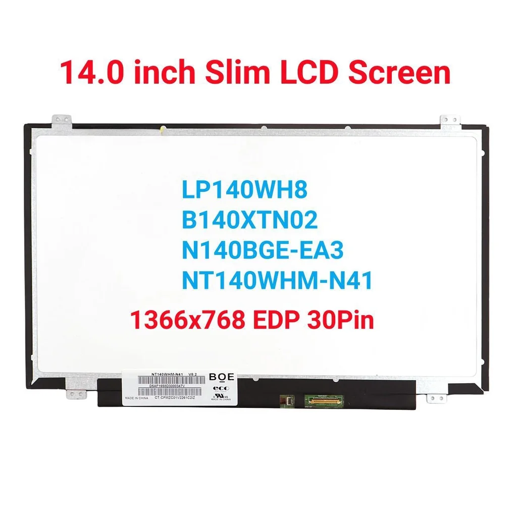 

14'' Screen Panel B140XTN02.D B140XTN02.A LP140WH8 TPC1 N140BGE-EA3 N40BGE-E33 LCD LED Display 30 Pin