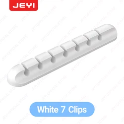 JEYI Adhesive Cable Holder Clips - Cord Management and Wire Organizer (White 7 Hole)