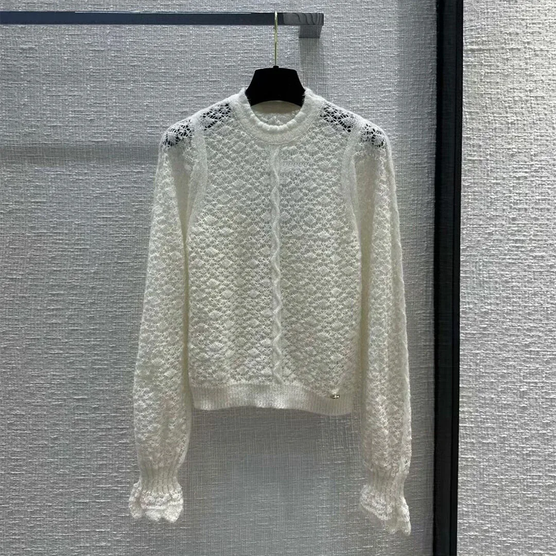 

2023 Women's Clothing Lantern sleeve O-neck knitted pullover sweater Autumn Winter New 1205