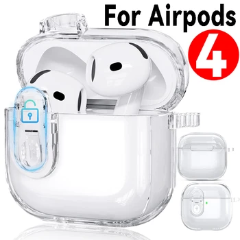 Safety Lock Clear Case for Airpods 4 2024 Case Soft TPU Anti-Yellowing Cover Transparent Protective Shell for Apple AirPods 4th 1
