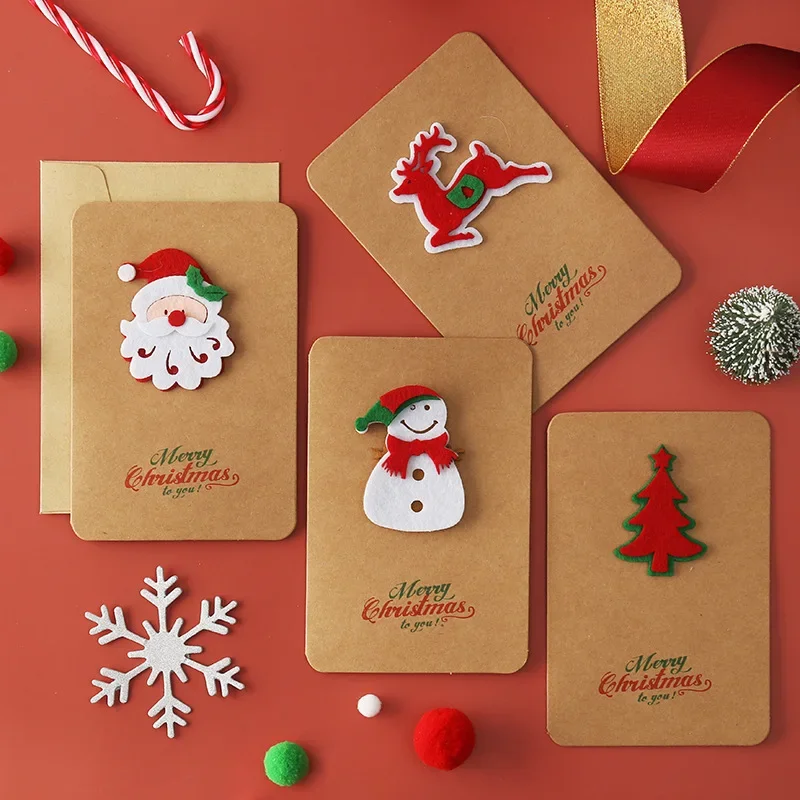 

5 Pcs Vintage Christmas Kraft Letter Paper Santa Claus Snowman Letter Pad Gift Envelopes Xmas Party DIY Invitation Greeting Card