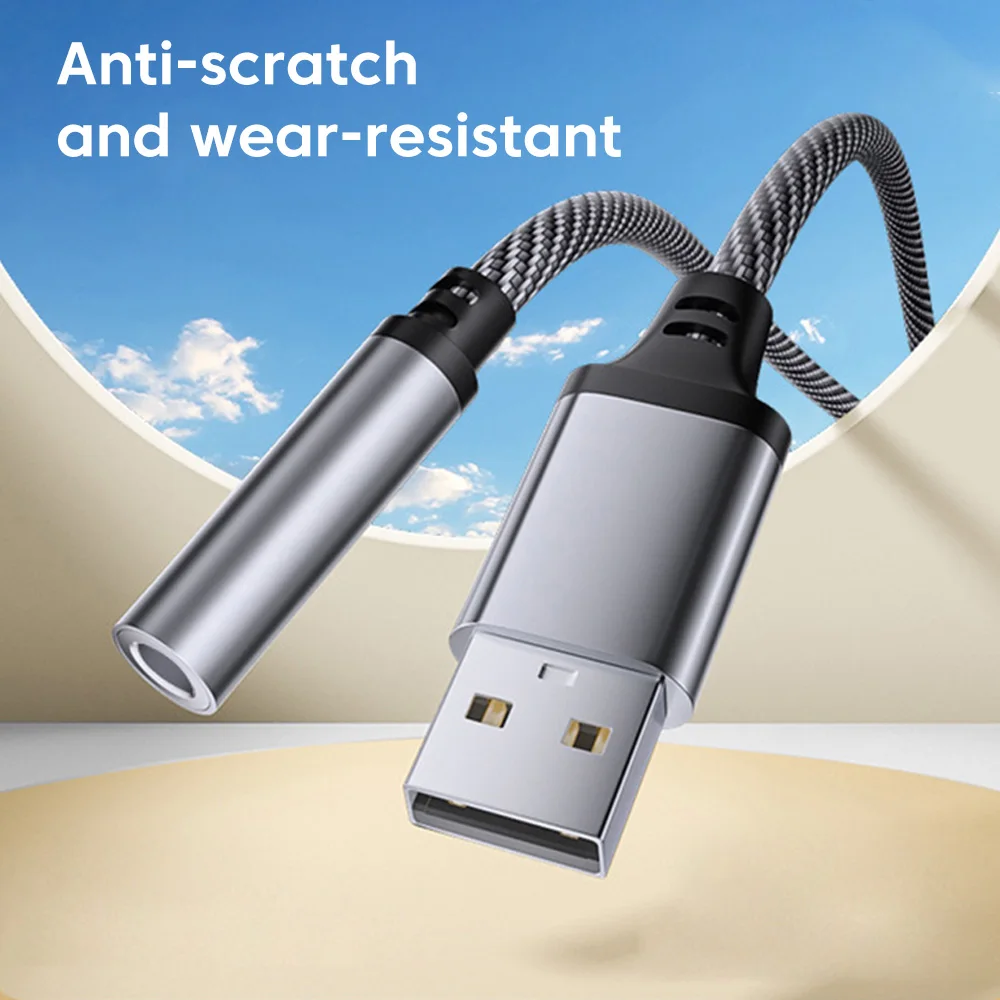 USB to 3.5mm Audio Converter Cable for Headphones and External Audio Devices