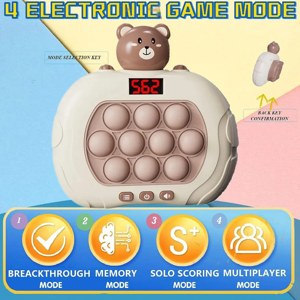 Fidget Toys Pop Light Quick Push Bubble Portable Handheld Handle Boys Girls Gift for Kids Machine Relieve Stress