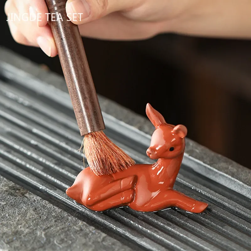 Purple Clay Fawn Model Statue Decoration Boutique Tea Pet Ornaments Study Desktop Decor Crafts Chinese Tea Set Accessories