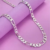 wholesale Noble Mens 6MM flat Cuban chain 925 Sterling silver Necklace Fashion Jewelry for women men solid party wedding gift 1
