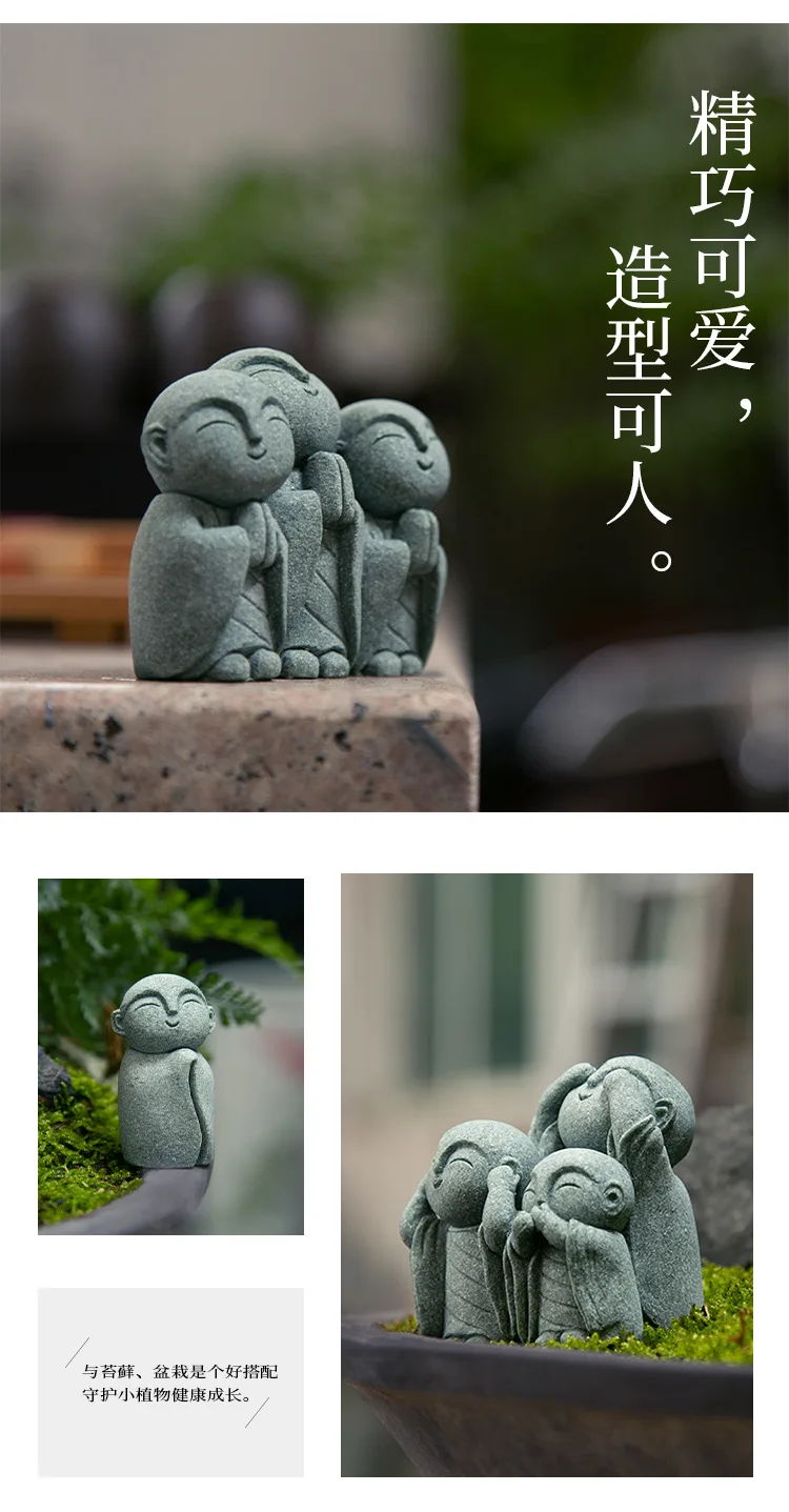 Description Picture 3 of itemCute Maitreya Blue Sandstone Ornaments Buddha Statues Garden Mini Ornament Japanese Home Decoration Crafts Figurines & Miniature