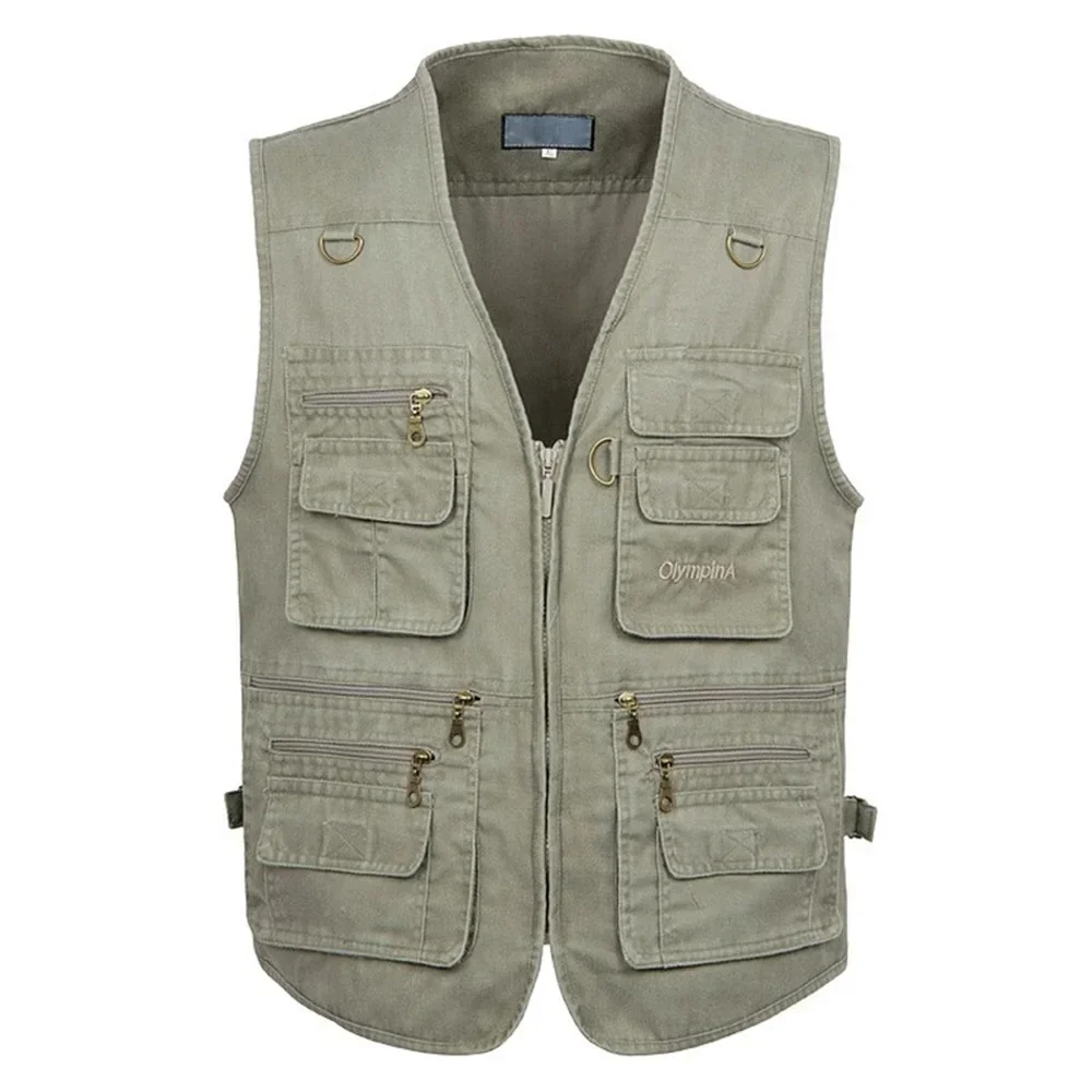 

8XL 9XL 10XL New Male Casual Summer Big Size Cotton Sleeveless Vest With Many 16 Pockets Men Multi Pocket Photograph Waistcoat