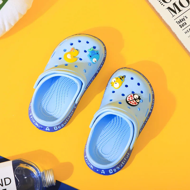 Sandals Boys Girls Soft Sole Anti Slip Cartoon Cute Breathable Hole Shoes Flat Heels New Summer