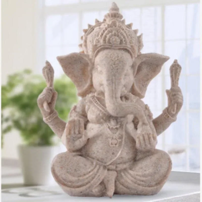 

Sandstone Ganesha Buddha Elephant Statue Sculpture Handmade Figurine Miniatures Home Decoration Accessories Desk Crafts