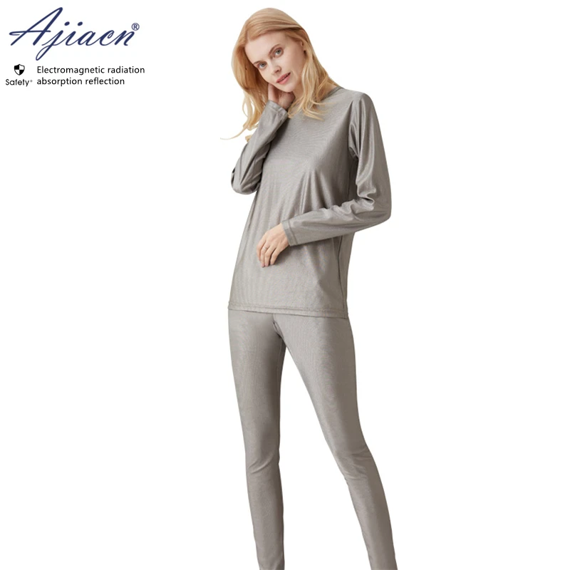 Genuine electromagnetic radiation protective 100% silver fiber knitted fabric long underwear EMF shielding thermal underwear emf shielding fabric
