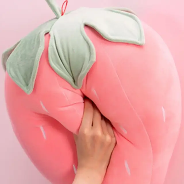 Strawberry Plush Pillow for Kids Super Soft Stuffed Fruit Toy Cute Cushion Seat Washable Christmas Gift for Children