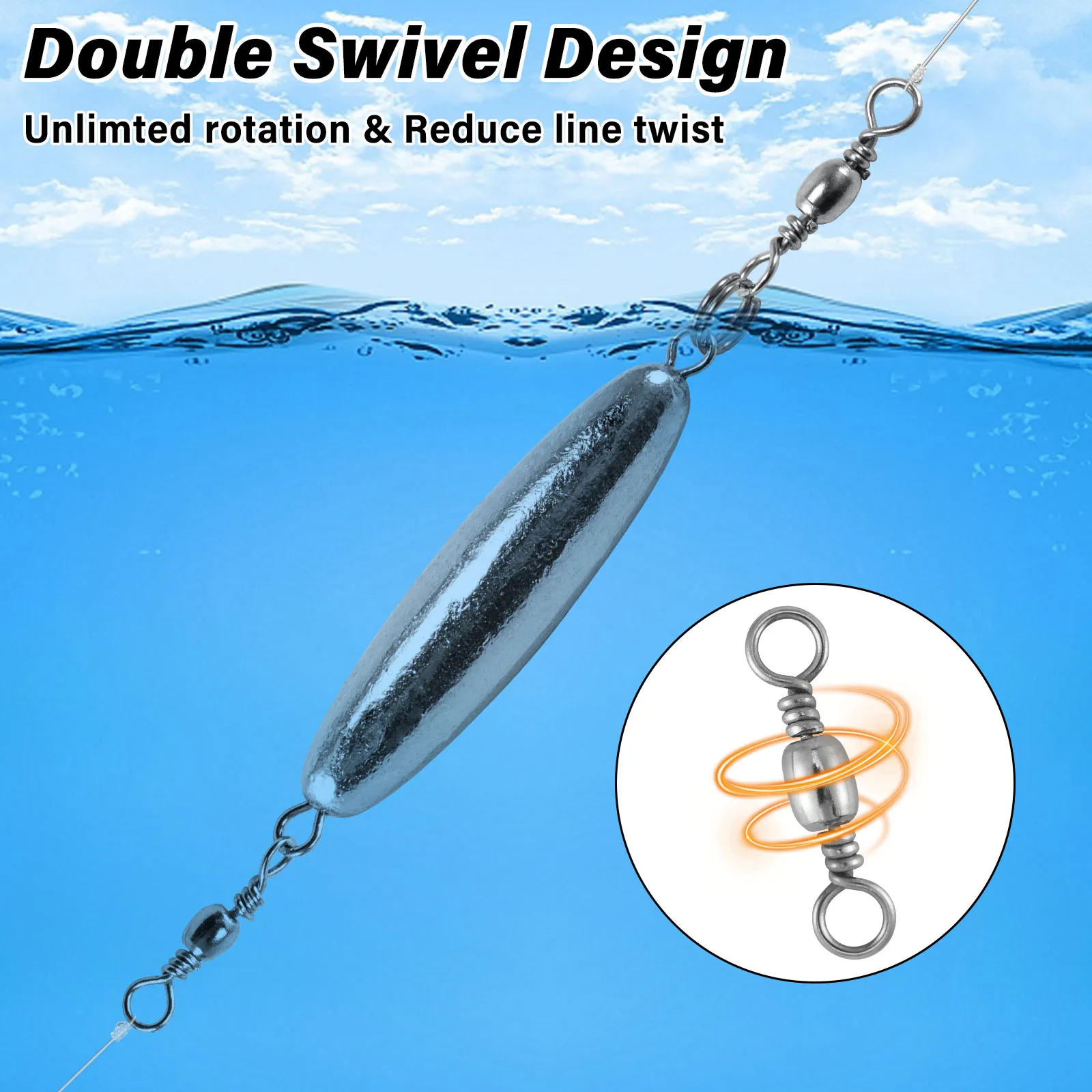 Trolling Sinkers with Double Swivel Drop Shot Weight In-line