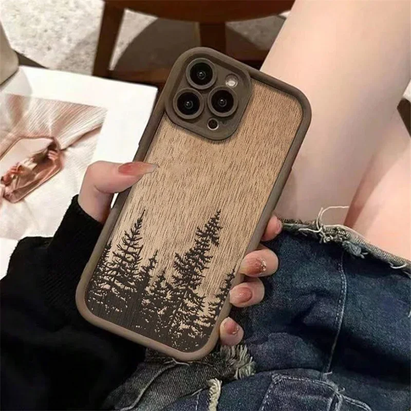 Retro Forest Wood Pattern Soft Phone Case Cover