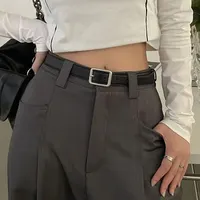 1pc Women's Belt Trendy Square Buckle Belt High End Genuine Soft PU Leather Belt Paired with Skirt Work Pants Jeans Belt Unisex
