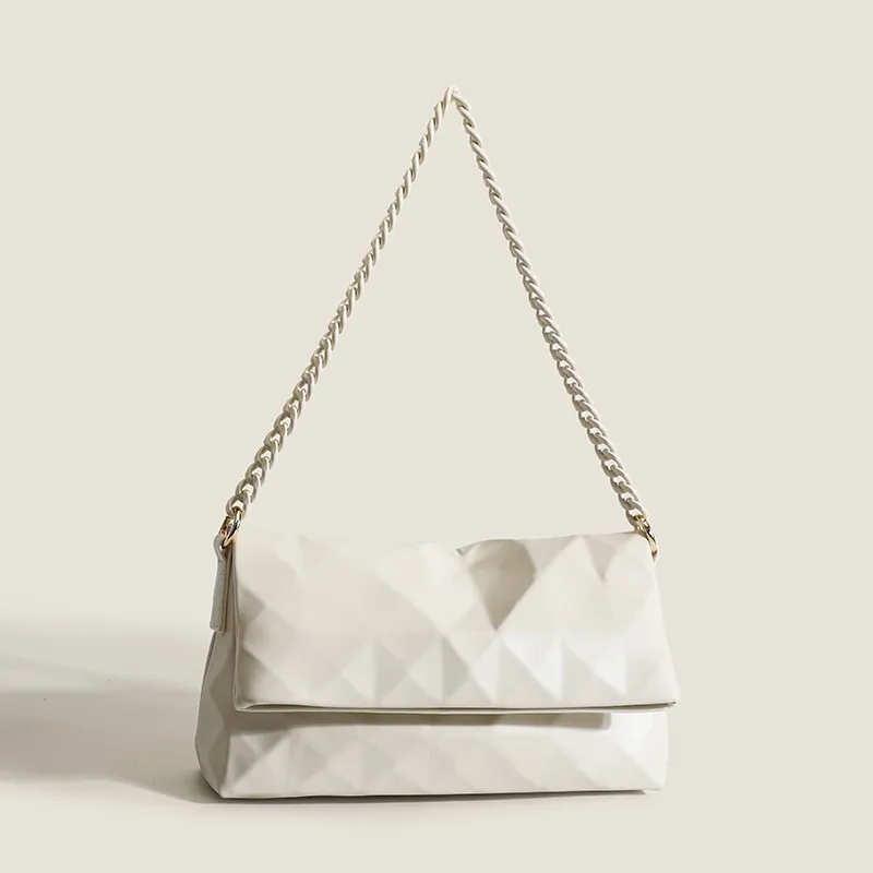 

Модная женская сумка, новинка 2023, Lingge французская сумка для подмышек с нишевым дизайном, текстурная цепочка, мягкая кожаная сумка через плечо