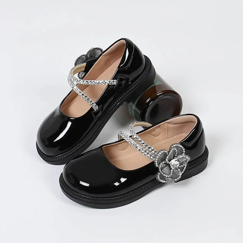 Black Leather Kids Mary Jane Shoes for School and Performance