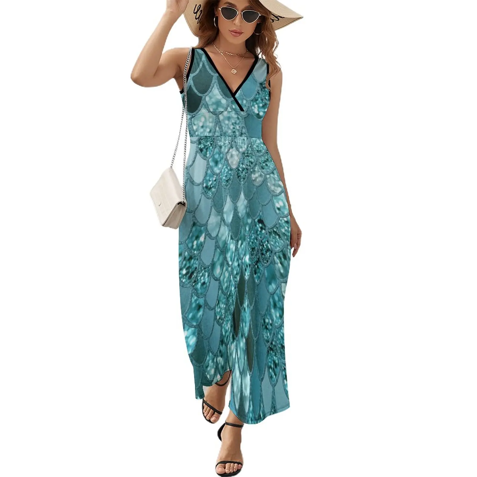 

Mermaid Glitter Scales #4 (Faux Glitter) #shiny #decor #art Sleeveless Dress Dress for girls Women's summer suit