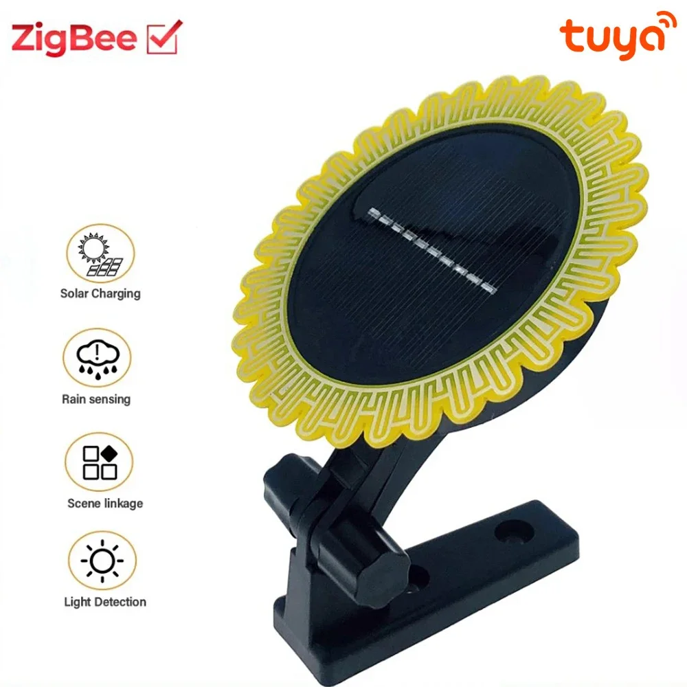 Tuya Smart for Zigbee Rain Sensor Solar Charging Real-time Rainwater Detector Smart Life App Controlled for House Outdoor Smart Rain Sensor