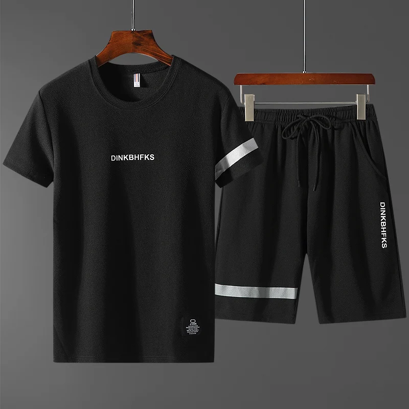 

Summer Casual Sports Suit Men's 2020 New Short Sleeve T-shirt Youth Korean Style Two Piece Set Tracksuit