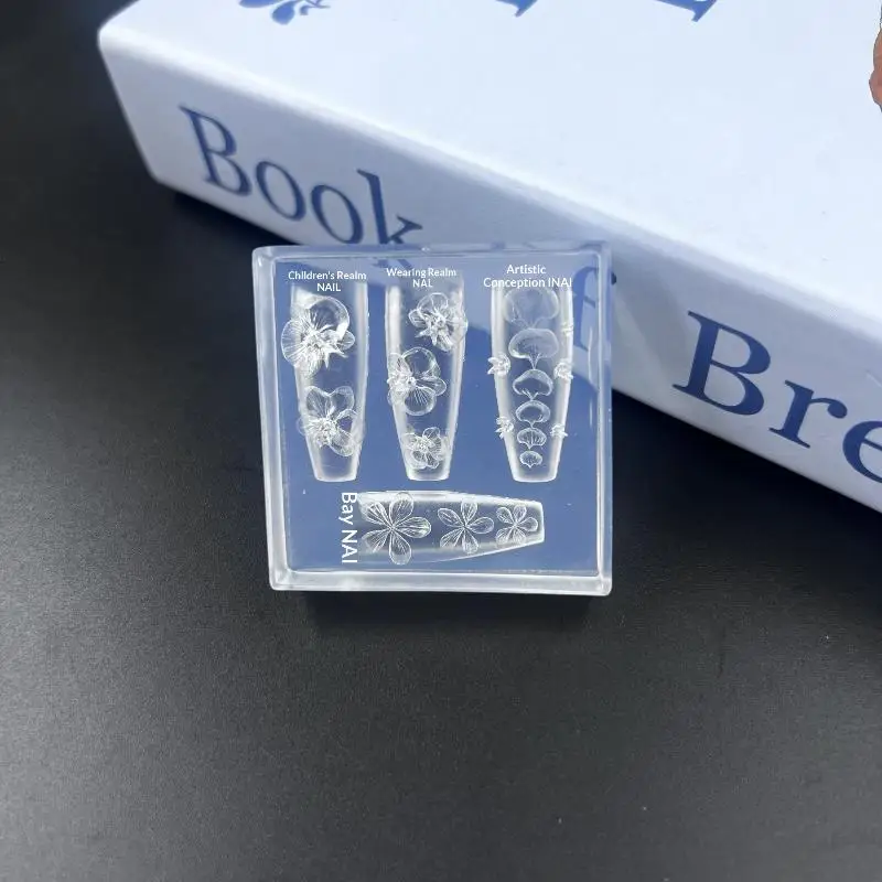 새로운 3D 투명 실리콘 손톱 몰드 DIY 네일 아트 장식 풀란포프시스 꽃 매니..