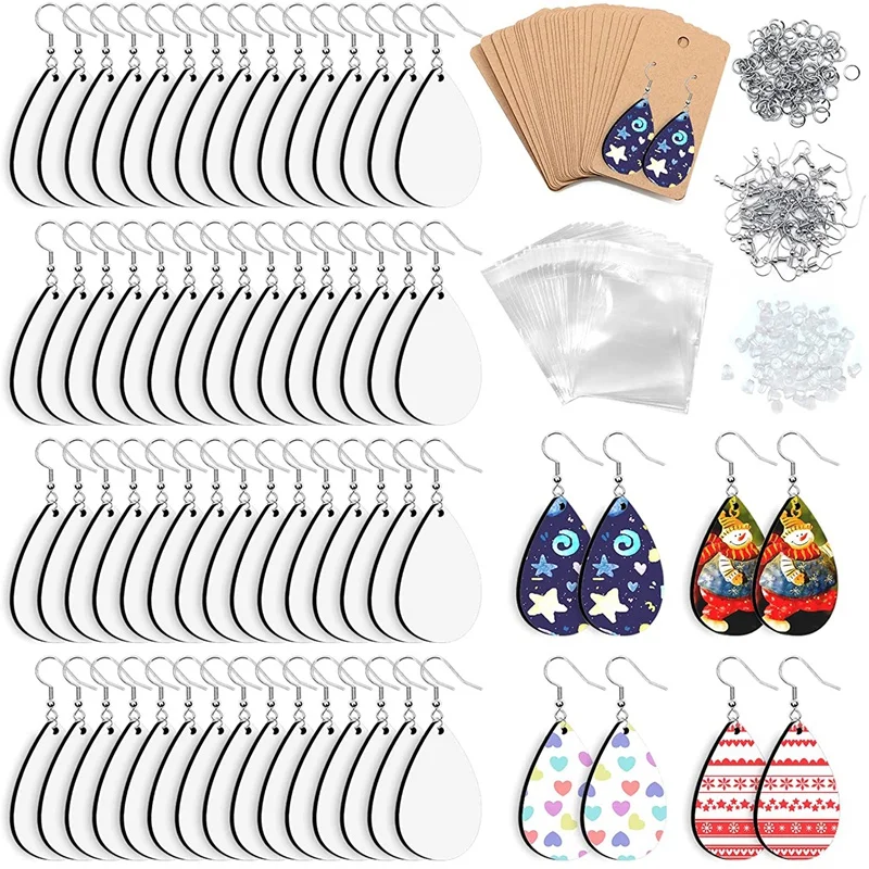 

60Pcs Sublimation Earrings Blank, Sublimation Printing Earrings Unfinished Heat Earring Pendant For DIY