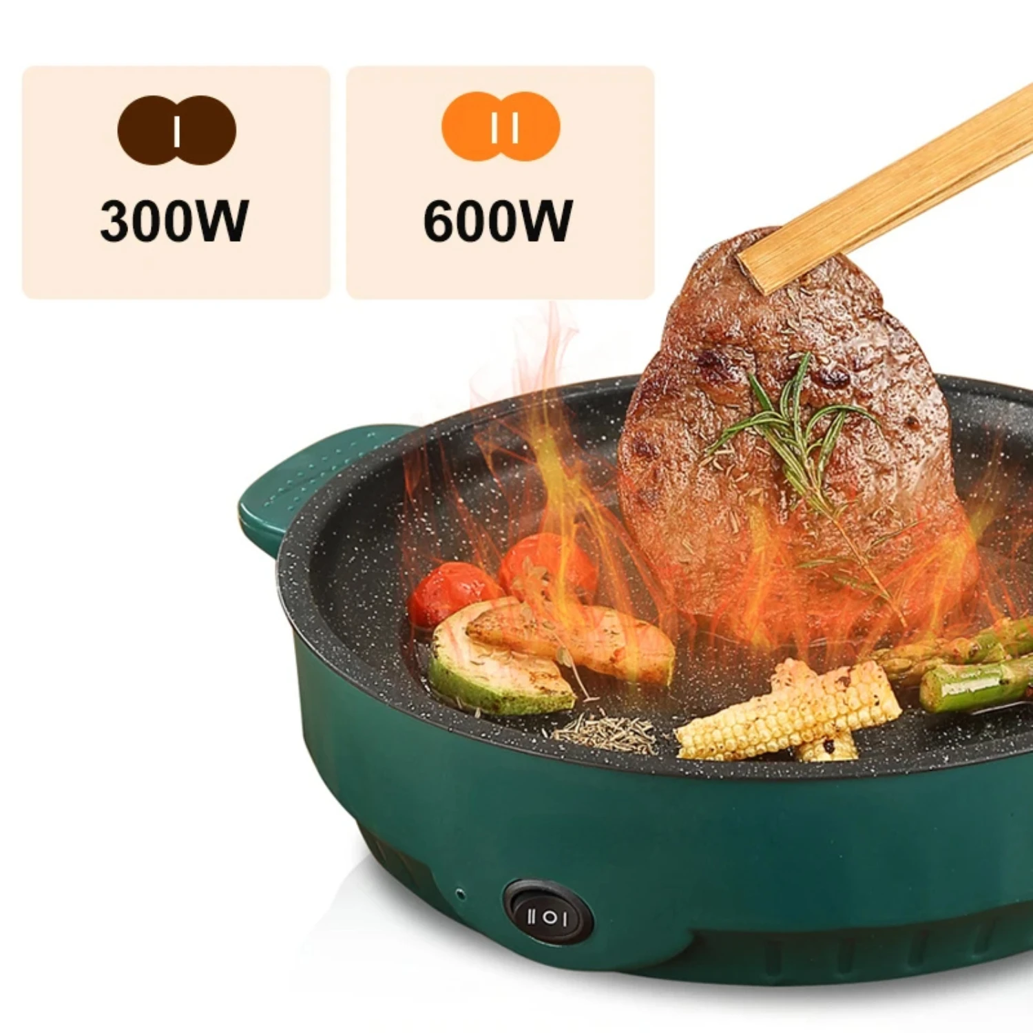 Versatile Non-Stick 220V Household MultiCooker and Barbecue Frying Pan-Ideal for Cooking Perfectly Grilled Steak, Crispy Fish,