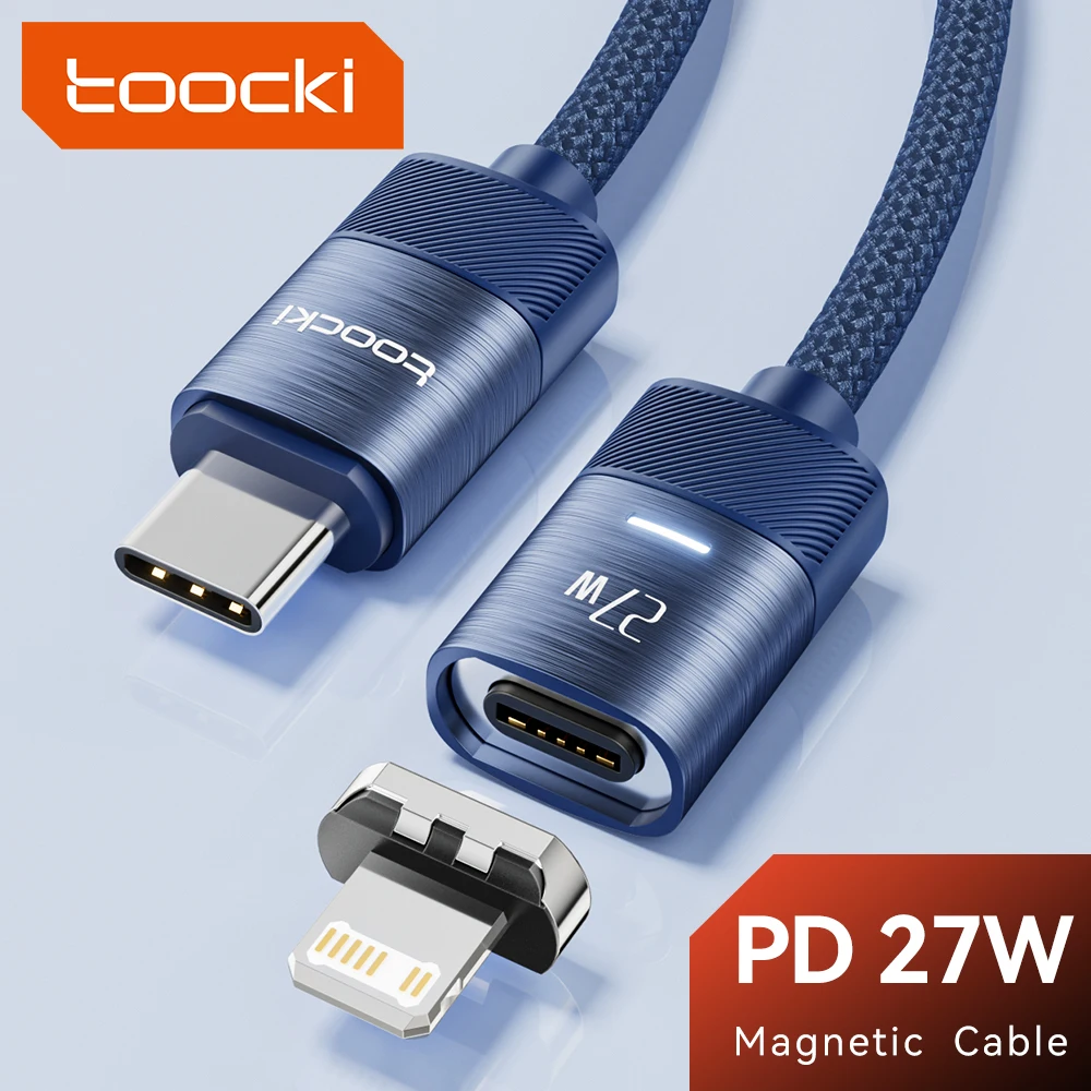 

Toocki Magnetic USB Type C To Lightning Cable 27W PD Fast Charging Data Magnet Charger Cable For iphone 14 13 12 11 Pro Max ipad