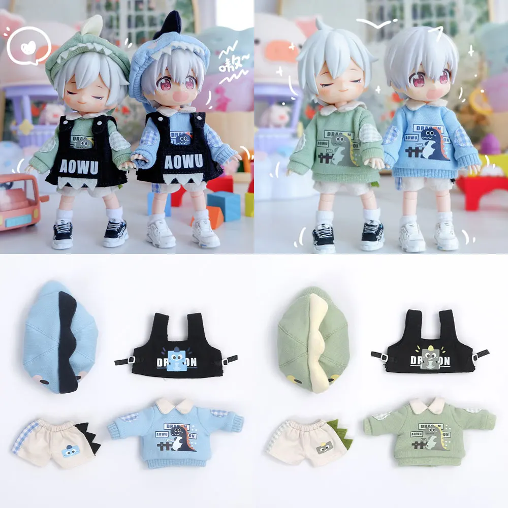 

OB11 Clothes Dinosaur Suit Hats Sweater Shorts Shoes for Obitsu11, Molly, GSC Body, UFDOLL, YMY, 1/12bjd Doll Accessories Toys